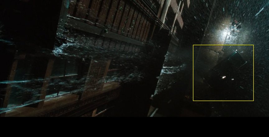 A challenging scene for visual saliency prediction from “The Matrix” movie.